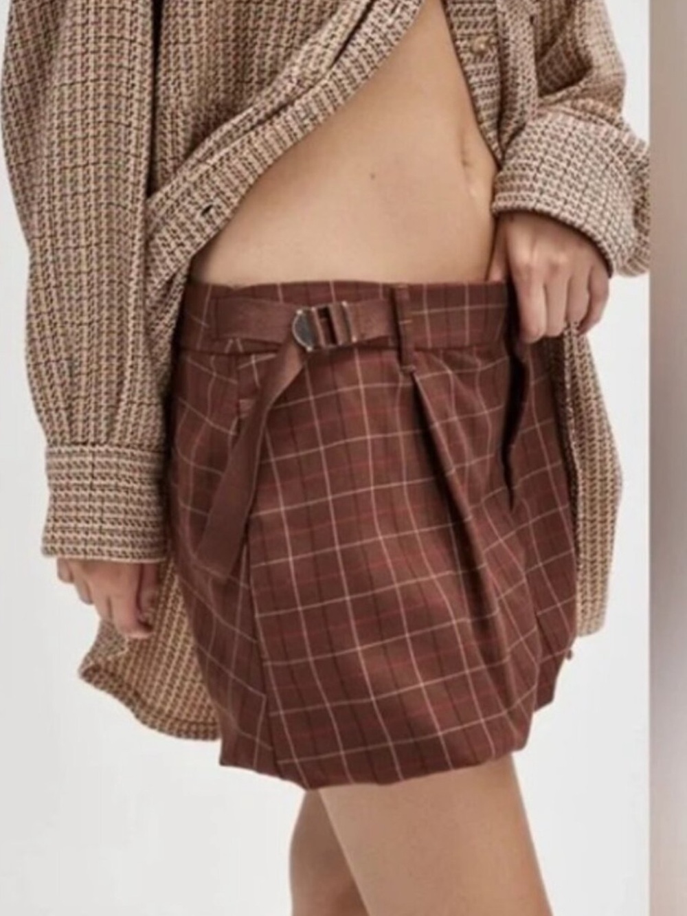 Free People Saturn Bubble Plaid Mini Skirt size 4